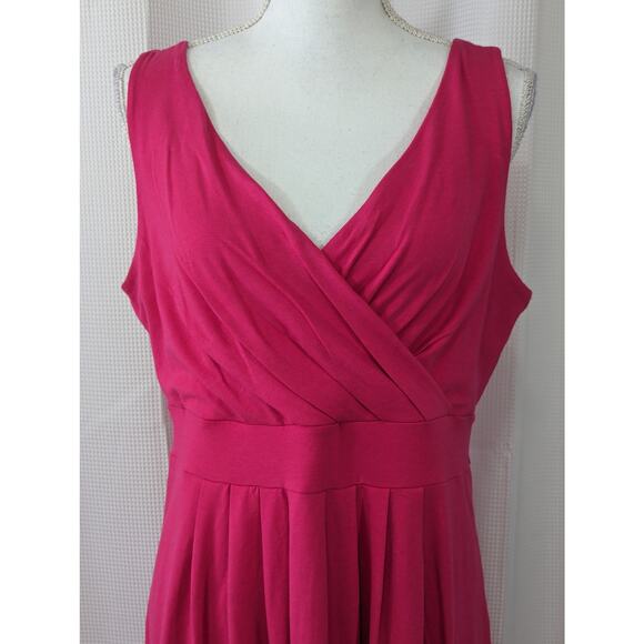 LANDS' END! FRESH, BRIGHT FUSCHIA PINK STRETCH KNIT, CRISS-CROSS SUN DRESS! SZ M - Picture 3 of 8